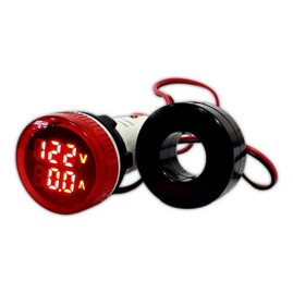 Voltmetro/Ampermetro Digital LED Vermelho 22mm 100A 50V a 500V