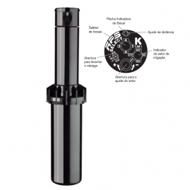 Aspersor Rotor Irrigador RPS Select com Bocais Embutidos entrada 3/4 alcance de 6 a 15 metros