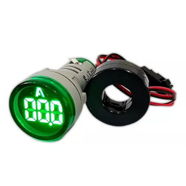 AMPERIMETRO DIGITAL 22MM VERDE - 50 A 240VCA - 0 A 100A